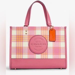 Coach Dempsey Carryall with Garden Plaid Print and Coach Patch NWOT